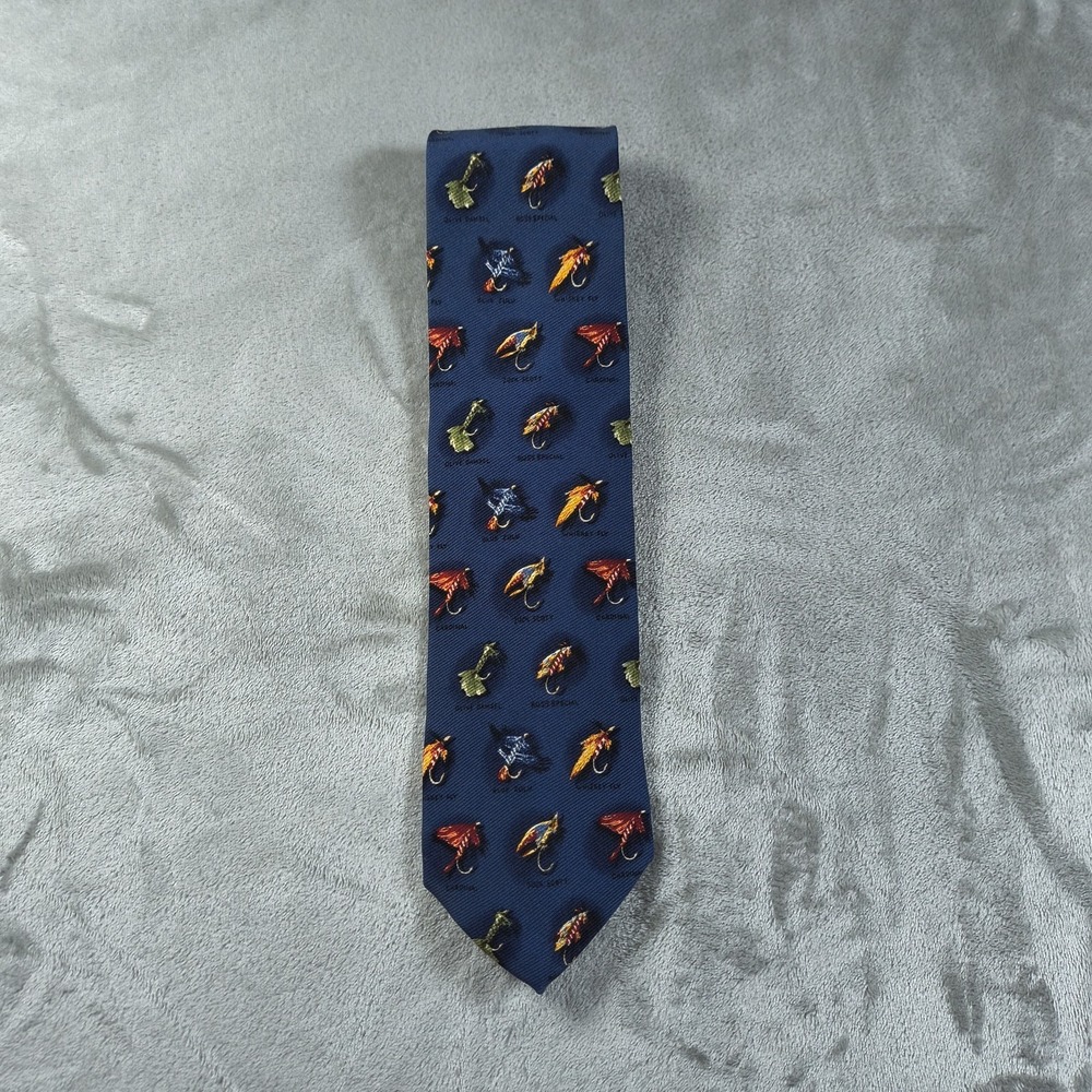 Cutter Buck Fly Fishing Tie Mens 56x4 Hooks Colorful Outdoor Silk Made‎ USA
